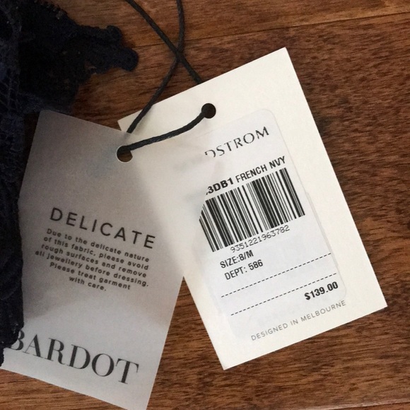 Bardot Lace Dress - Navy - Picture 5 of 7